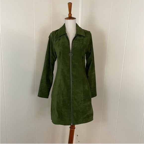 Lovers + Friends Dresses & Skirts - Lovers‎ + Friends Faux Suede Long Sleeve Front Zip Mini Shift Dress